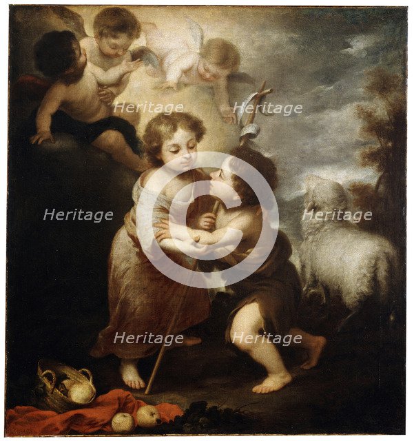 'Christ and John the Baptist as Children', between 1655 and 1660.  Artist: Bartolomé Esteban Murillo 