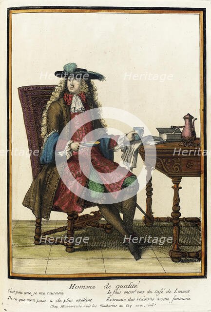 Recueil des modes de la cour de France, 'Homme de Qualité', Bound 1703-1704. Creator: Henri Bonnart.