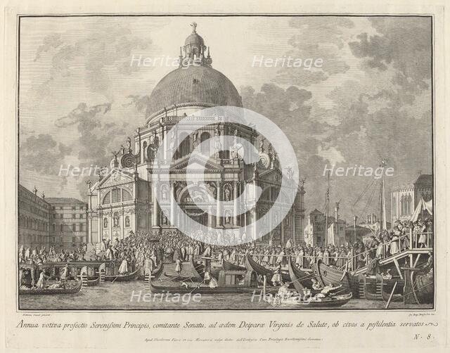 Annual Visit of the Doge to Santa Maria della Salute, 1763/1766. Creator: Giovanni Battista Brostoloni.