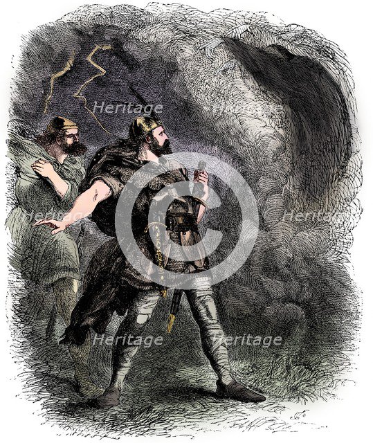 Macbeth and Banquo encountering the three witches, 1858. Artist: Sir John Gilbert.