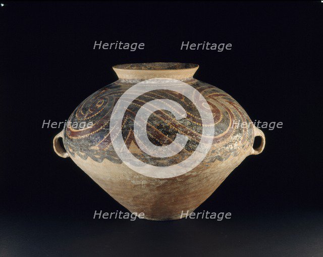 Burial urn with red and black swirls, c3000 BC. Artist: Unknown.