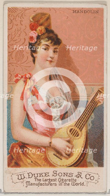 Mandolin, from the Musical Instruments series (N82) for Duke brand cigarettes, 1888., 1888. Creator: Schumacher & Ettlinger.
