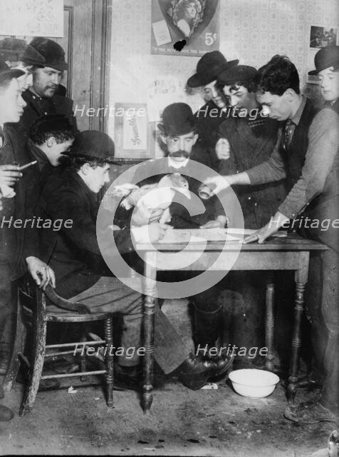 Raffle for goose Xmas [Christmas], 1910. Creator: Bain News Service.