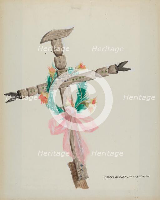 Carved Cross - Grave, c. 1937. Creator: Majel G. Claflin.