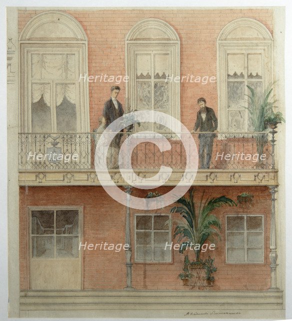 The Balcony Project for the Schwarz Family's House in the Estate Bely Kolodets, 1875. Artist: Litovchenko, Alexander Dmitrievich (1835-1890)