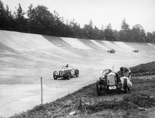 Motor racing action, Brooklands, Surrey, c1920-c1939. Artist: Unknown