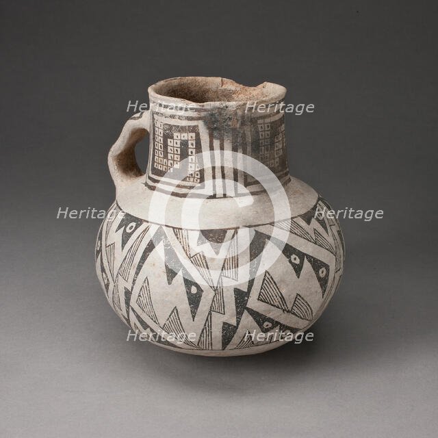 Pitcher with Interlocking Zigzag Motifs and Checkerboard Pattern, A.D. 950/1400. Creator: Unknown.
