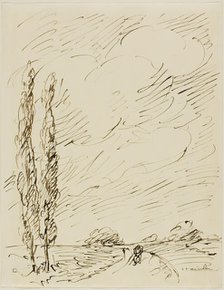Tramp on a Road with Two Poplar Trees, n.d. Creator: Theophile Alexandre Steinlen.