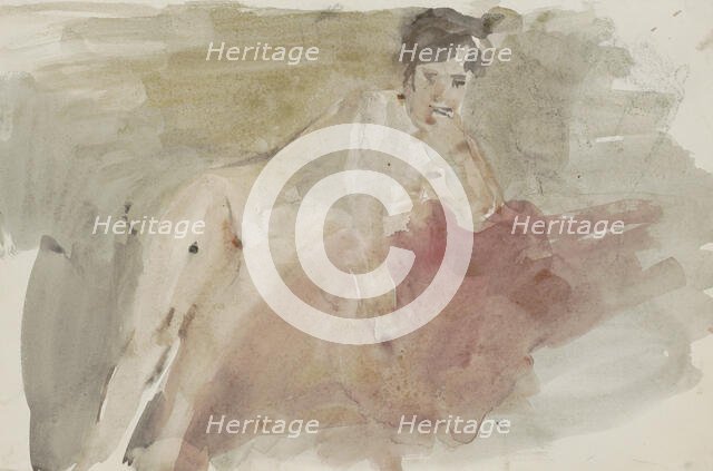 Seated Female Nude, 1875-1934. Creator: Isaac Lazerus Israels.