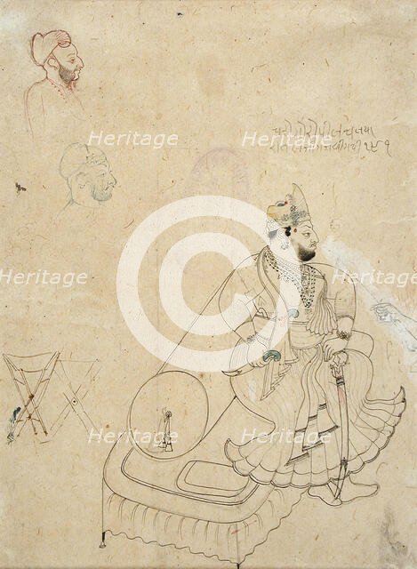 Rawal Gaj Singhji and Portrait Studies, between c1825 and c1850. Creator: Unknown.