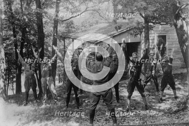 Boy Scouts, mimetic exercise, between c1915 and c1920. Creator: Bain News Service.