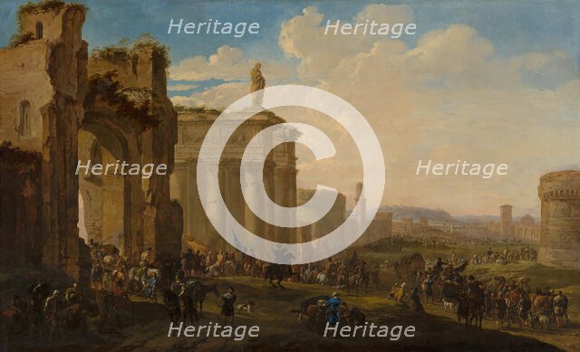 Army Advancing among Roman Ruins. Creator: Jacob van der Ulft.
