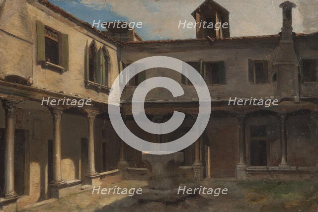 Inner courtyard of an Italian convent, c.1830. Creator: Unknown.