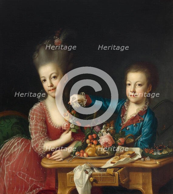 Portrait of Caroline Pichler (1769-1843) and her brother. Creator: Hickel, Anton (1745-1798).