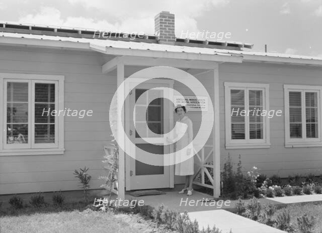 Resident nurse and clinic, FSA camp, Farmersville, Tulare County, California, 1939. Creator: Dorothea Lange.