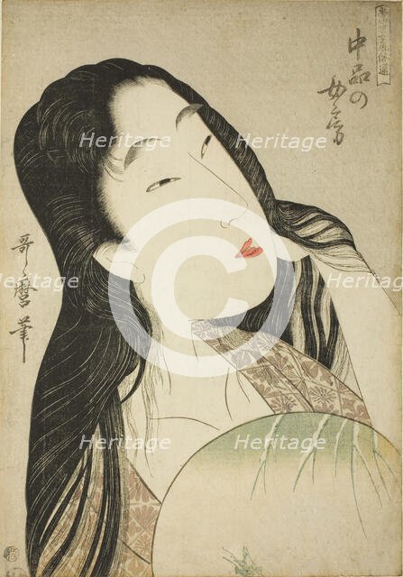 A Wife of the Middle Rank (Chubon no nyobo), from the series "A Guide to Women's..., c. 1801/02. Creator: Kitagawa Utamaro.