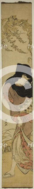 Woman under Windblown Wisteria, c. 1780. Creator: Torii Kiyonaga.