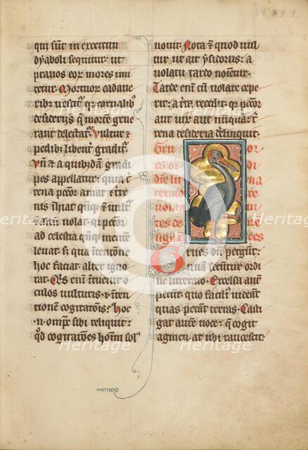 A Crane; De Natura Avium; De Pastoribus et Ovibus; Bestiarium, 1277 or after. Creator: Unknown.