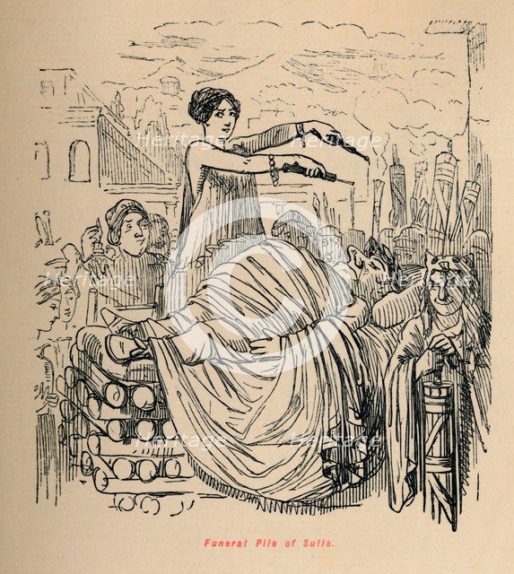 'Funeral Pile of Sulla', 1852. Artist: John Leech.