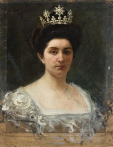 Portrait of Princess Elena of Montenegro (1873-1952), Queen of Italy, 1904. Creator: Grosso, Giacomo (1860-1938).