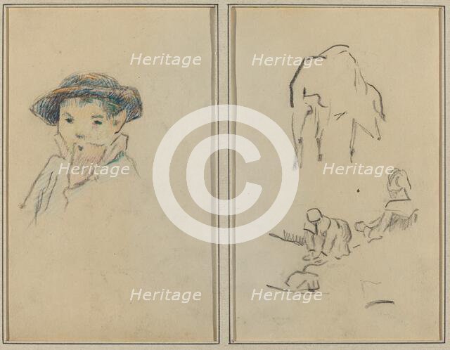 Little Breton Boy; A Pig and a Washerwoman [recto], 1884-1888. Creator: Paul Gauguin.