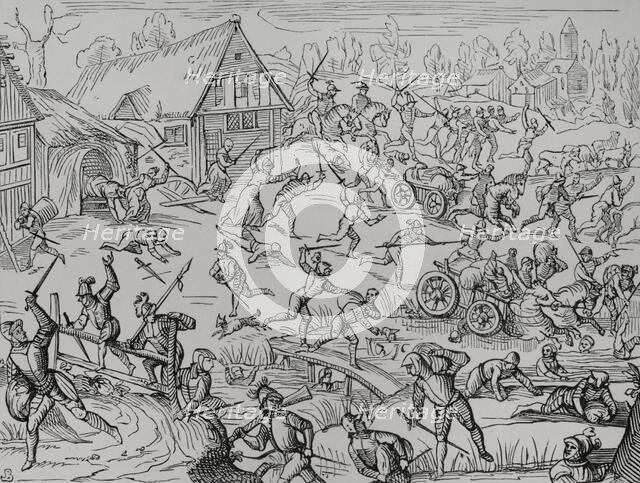 A village pillaged by soldiers, 1599, (1878). Creator: Unknown.
