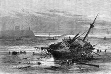 The Late Destructive Gale of Wind: sketch at the mouth of the Tyne - wreck of the Atlantic, 1881. Creator: Unknown.