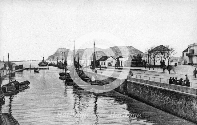 The Rock of Gibraltar from Algeciras, Spain, early 20th century. Artist: VB Cumbo