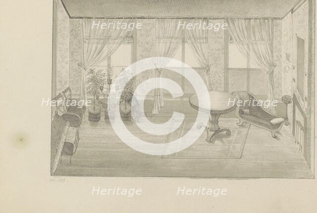 Interior of a salon, 1838. Creator: Anon.