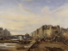 Pont-Marie and Port Saint-Paul, c1827. Creator: Charles Louis Mozin.