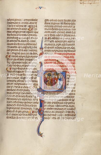 Initial N: A Lord and a Farmer Discussing an Agreement and Two Groups of Men..., about 1290-1310. Creator: Unknown.