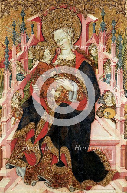 Virgin and Child Enthroned with Angels Making Music, c1430. Creator: Bonanat Zaortiga the Elder.