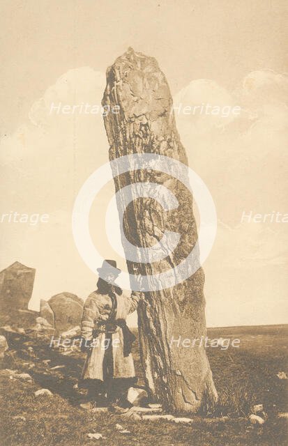 Abakan steppe. Corner stone of the "Khan's" mound, 1904-1917. Creator: Unknown.