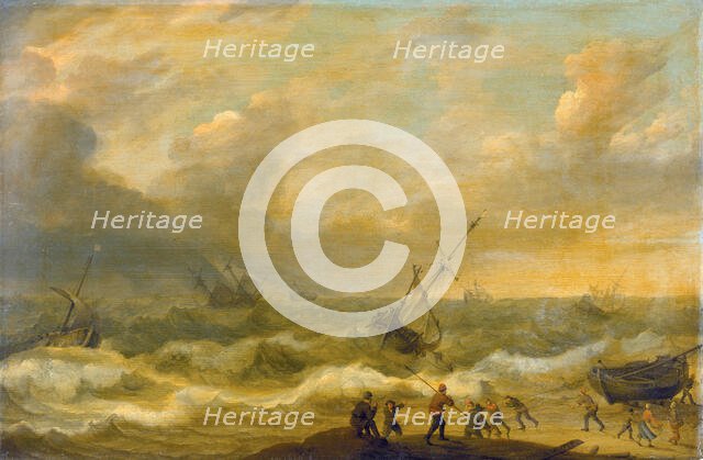Stormy Sea with many Ships, 1638. Creator: Adam Willaerts.