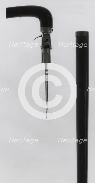 Combined Walking-Cane, Rimfire Pepperbox Revolver, and Stiletto, France, second half of 19th cent. Creator: Unknown.