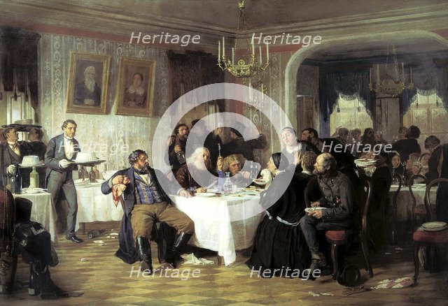 'Merchant's Funeral Banquet', 1870s.  Artist: Firs Sergeevich Zhuravlev