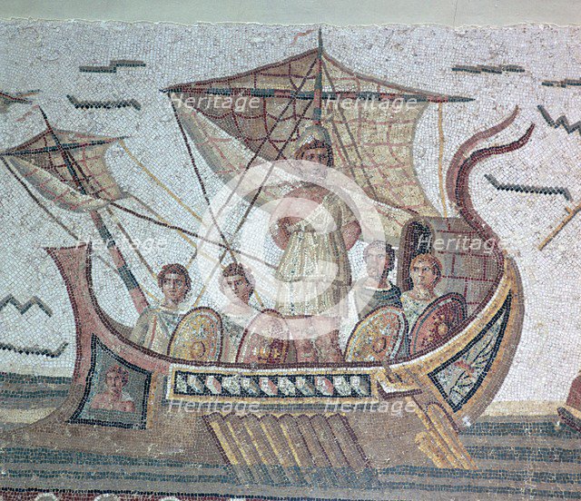 Odysseus passing the Siren's rock, 3rd century. Artist: Unknown
