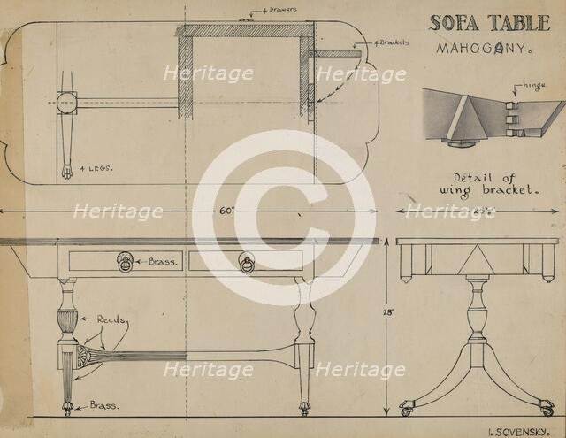 Sofa Table, c. 1939. Creator: Isidore Sovensky.