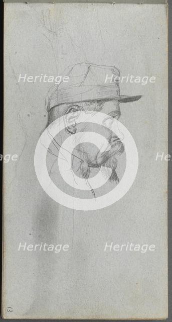 Sketchbook, page 13: Bust of a Man in Profile. Creator: Ernest Meissonier (French, 1815-1891).