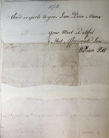 Letter from William Pitt, 1769. Creator: William Pitt the Younger.