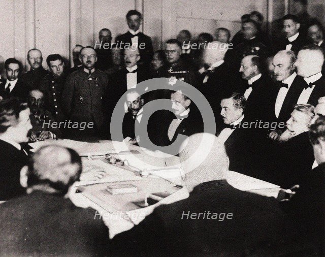 The signing of the Treaty of Brest-Litovsk in the fortress of Brest-Litovsk, March 3, 1918, 1918.