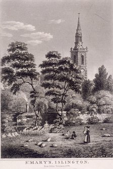 St Mary, Islington, London, 1834. Artist: Anon