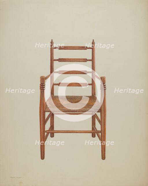 Chair, Pine with Rush Seat, c. 1939. Creator: Frank M Keane.