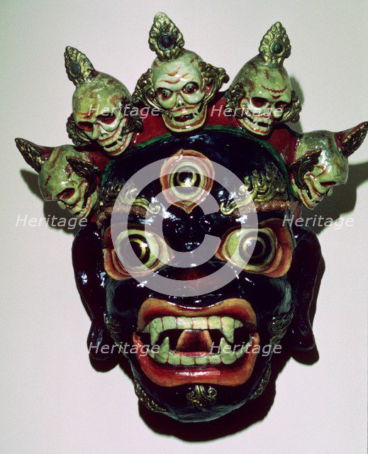 Tibetan mask used in ritual dance, c9th century. Artist: Unknown