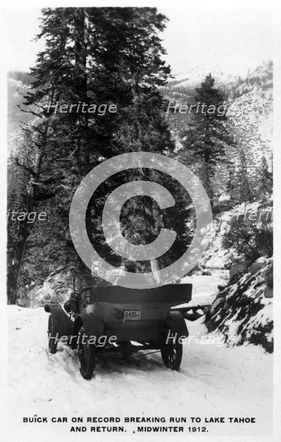 Buick car on a record breaking run to Lake Tahoe and return, midwinter 1912. Artist: Unknown