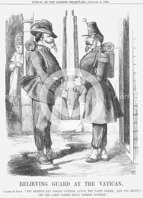 'Relieving Guard at The Vatican', 1864. Artist: John Tenniel