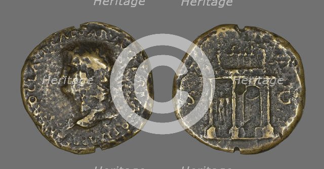 Sestertius (Coin) Portraying Emperor Nero, 54-69. Creator: Unknown.