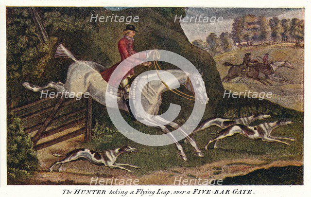'The HUNTER taking a Flying Leap, over a Five-Bar Gate', c1740, (1922). Artist: James Seymour.