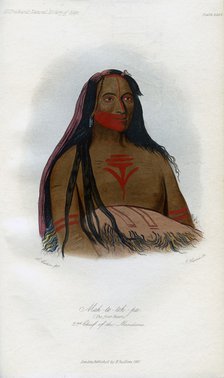 'Mah-to-toh-pa, (The Four Bears), 2nd Chief of the Mandans', 1848.Artist: Harris