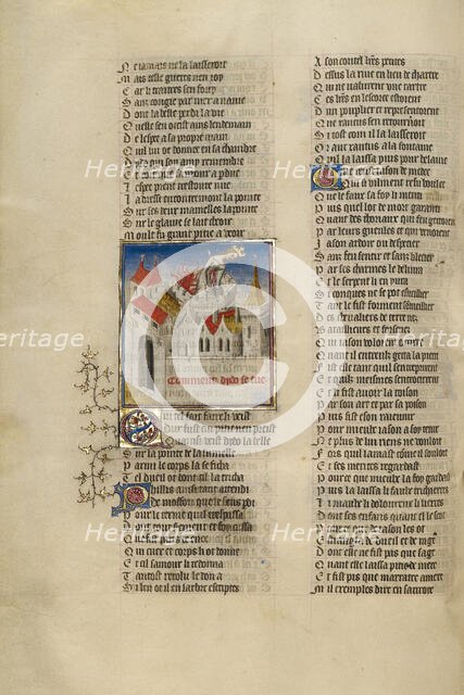 Queen Dido Killing Herself with a Sword; Roman de la Rose, about 1405. Creator: Unknown.